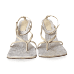 Bottega Veneta Beige Raffia Stretch Ankle Strap Heeled Sandals – Size 37.5 - Image 2