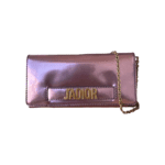 Christian Dior Metallic Pink Patent Leather J’ADIOR Wallet on Chain Clutch