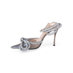MACH & MACH Silver Double Crystal Bow Pumps in Plexi & Metallic Leather – Size 37 - Image 4