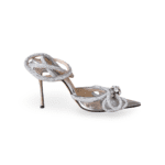 MACH & MACH Silver Double Crystal Bow Pumps in Plexi & Metallic Leather – Size 37 - Image 5