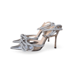 MACH & MACH Silver Double Crystal Bow Pumps in Plexi & Metallic Leather – Size 37 - Image 2