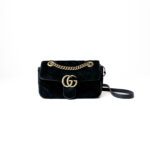 Gucci Black Velvet Mini GG Marmont 2.0 Shoulder Bag