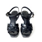Saint Laurent Tribute 75 Black Leather Heeled Sandals Size 36.5 - Image 4