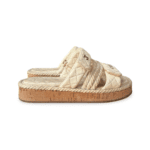 Chanel White Logo Cord Quilted Slide Sandals – Size 38C - Image 4