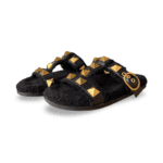 Valentino Garavani Roman Stud Shearling-Lined Slide Sandals – Size 38