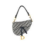 Dior Saddle Bag Blue Dior Oblique Jacquard Canvas with Black Leather Trim