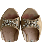 Miu Miu Crystal-Embellished Beige Patent Leather Slide Sandals – Size 37.5 - Image 2