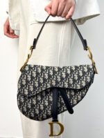 Dior Saddle Bag Blue Dior Oblique Jacquard Canvas with Black Leather Trim - Image 7