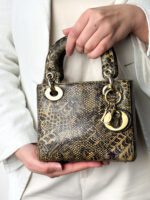 Christian Dior Mini Lady Dior in Natural Lizard Skin with Python Pattern - Image 5