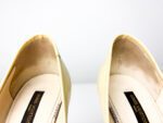 Louis Vuitton Cream Damier Azur Bow Patent Leather Peep-Toe Pumps — Size 38 - Image 6