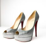 Christian Louboutin Lady Peep Silver Glitter Pumps — Size 38.5