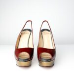 Christian Louboutin Lady Peep Burgundy Patent Leather Sling Platform Pumps — Size 39 - Image 5