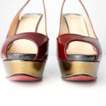 Christian Louboutin Lady Peep Burgundy Patent Leather Sling Platform Pumps — Size 39 - Image 4