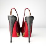 Christian Louboutin Lady Peep Burgundy Patent Leather Sling Platform Pumps — Size 39 - Image 9
