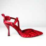 Fendi Colibrì FF-Motif Red Velvet Pointed-Toe Slingback Pumps — 85mm — Size 36 - Image 2