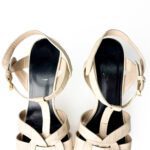 Saint Laurent Light-Colored Crocodile-Embossed Leather Tribute Platform Sandals — Size 38 - Image 5