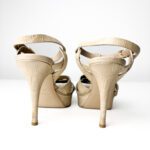 Saint Laurent Light-Colored Crocodile-Embossed Leather Tribute Platform Sandals — Size 38 - Image 7