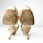 Saint Laurent Light-Colored Crocodile-Embossed Leather Tribute Platform Sandals — Size 38 - Image 8