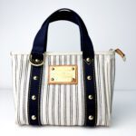 Louis Vuitton  White Canvas with Navy Stripes Antigua Cabas PM Tote