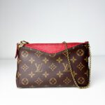 Louis Vuitton Pallas Monogram Canvas with Red Leather Trim  Clutch