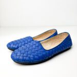 Bottega Veneta Blue Intrecciato Woven Loafers Size 36.5