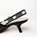 Dior J’Adior Black Leather with Embroidered Ribbon Strap Slingback Pumps — Size 39 - Image 7