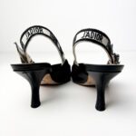 Dior J’Adior Black Leather with Embroidered Ribbon Strap Slingback Pumps — Size 39 - Image 4