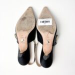 Dior J’Adior Black Leather with Embroidered Ribbon Strap Slingback Pumps — Size 39 - Image 8