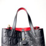 Carolina Herrera Black Monogram Embossed Leather Small Matryoshka Locked Tote Bag - Image 2