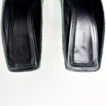 Balenciaga Square Knife BB 80mm Mules in Green Python-Embossed Leather — Size 37 - Image 4