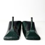 Balenciaga Square Knife BB 80mm Mules in Green Python-Embossed Leather — Size 37 - Image 10