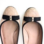 Christian Dior Blush Pink Quilted Cannage Leather with Black Bow My Dior Ballet Flats — Size 40 - Image 4