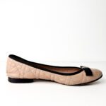 Christian Dior Blush Pink Quilted Cannage Leather with Black Bow My Dior Ballet Flats — Size 40 - Image 8