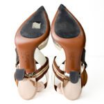Fendi Brown FF Motif Mesh with Elasticated Straps Colibrì Slingback Pumps — Size 39 - Image 8