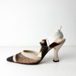 Fendi Brown FF Motif Mesh with Elasticated Straps Colibrì Slingback Pumps — Size 39 - Image 3