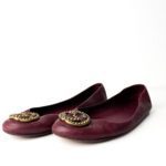 Gucci Burgundy Leather GG Logo Ballet Flats — Size 39