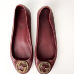 Gucci Burgundy Leather GG Logo Ballet Flats — Size 39 - Image 2