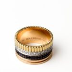 Boucheron 18K Yellow, White & Rose Gold with Brown PVD and Pavé Diamonds  Quatre Classique Large Band Ring — Size 55 - Image 2