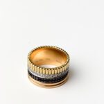 Boucheron 18K Yellow, White & Rose Gold with Brown PVD and Pavé Diamonds  Quatre Classique Large Band Ring — Size 55 - Image 4
