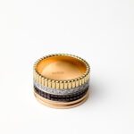 Boucheron 18K Yellow, White & Rose Gold with Brown PVD and Pavé Diamonds  Quatre Classique Large Band Ring — Size 55 - Image 3