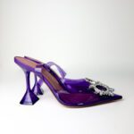 Amina Muaddi Purple Begum Crystal-Embellished PVC Slingback Pumps – Size 38.5 - Image 3