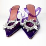 Amina Muaddi Purple Begum Crystal-Embellished PVC Slingback Pumps – Size 38.5 - Image 4