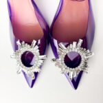 Amina Muaddi Purple Begum Crystal-Embellished PVC Slingback Pumps – Size 38.5 - Image 6
