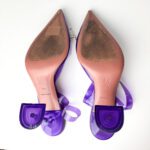 Amina Muaddi Purple Begum Crystal-Embellished PVC Slingback Pumps – Size 38.5 - Image 8