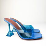 Amina Muaddi Electric Blue PVC Lupita Martini-Heel Plexi Mules – Size 38.5 - Image 3