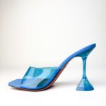 Amina Muaddi Electric Blue PVC Lupita Martini-Heel Plexi Mules – Size 38.5 - Image 4