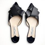 Jimmy Choo Gretchen Flat Mules in Black Leather with Micro-Stud Bow — Size 39.5 - Image 3