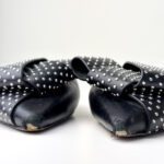 Jimmy Choo Gretchen Flat Mules in Black Leather with Micro-Stud Bow — Size 39.5 - Image 5