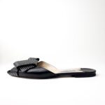 Jimmy Choo Gretchen Flat Mules in Black Leather with Micro-Stud Bow — Size 39.5 - Image 6