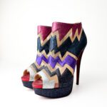 Christian Louboutin Multicolor Glitter & Mesh "Ziggy 150 Glitter Mini" Peep-Toe Ankle Booties – Size 39.5